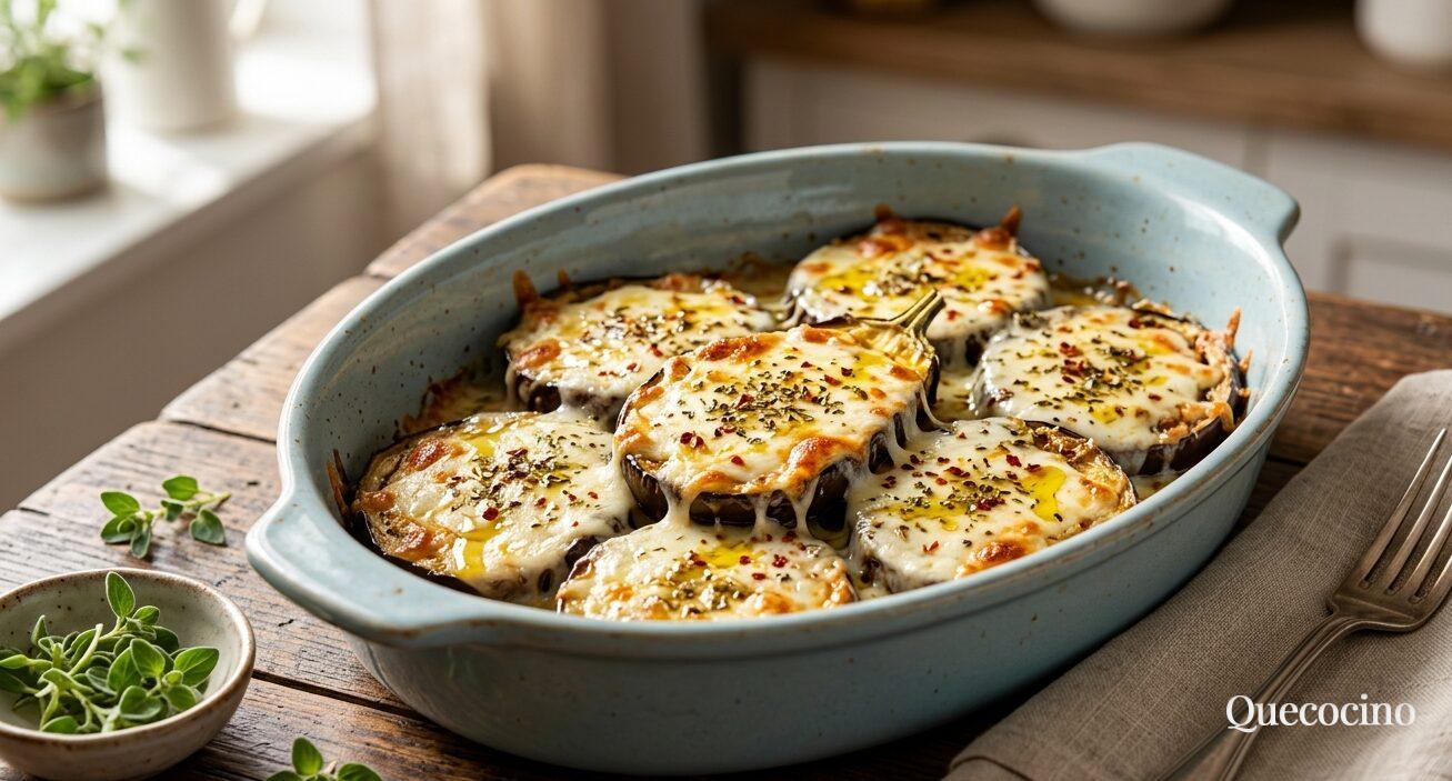 Berenjenas gratinadas con queso derretido