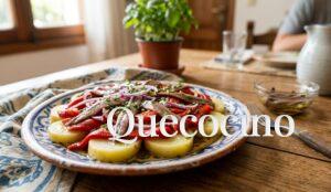 Ensalada de patatas, pimiento asado y anchoas