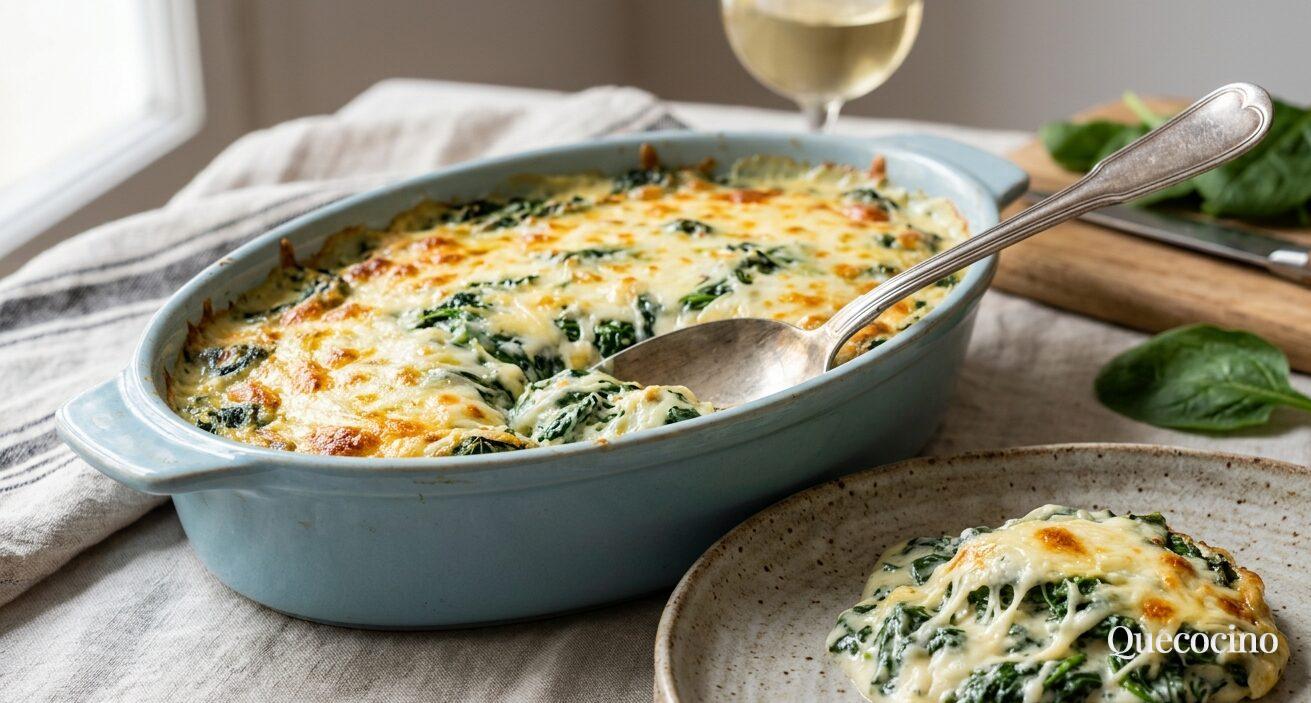 Espinacas gratinadas con queso cremoso