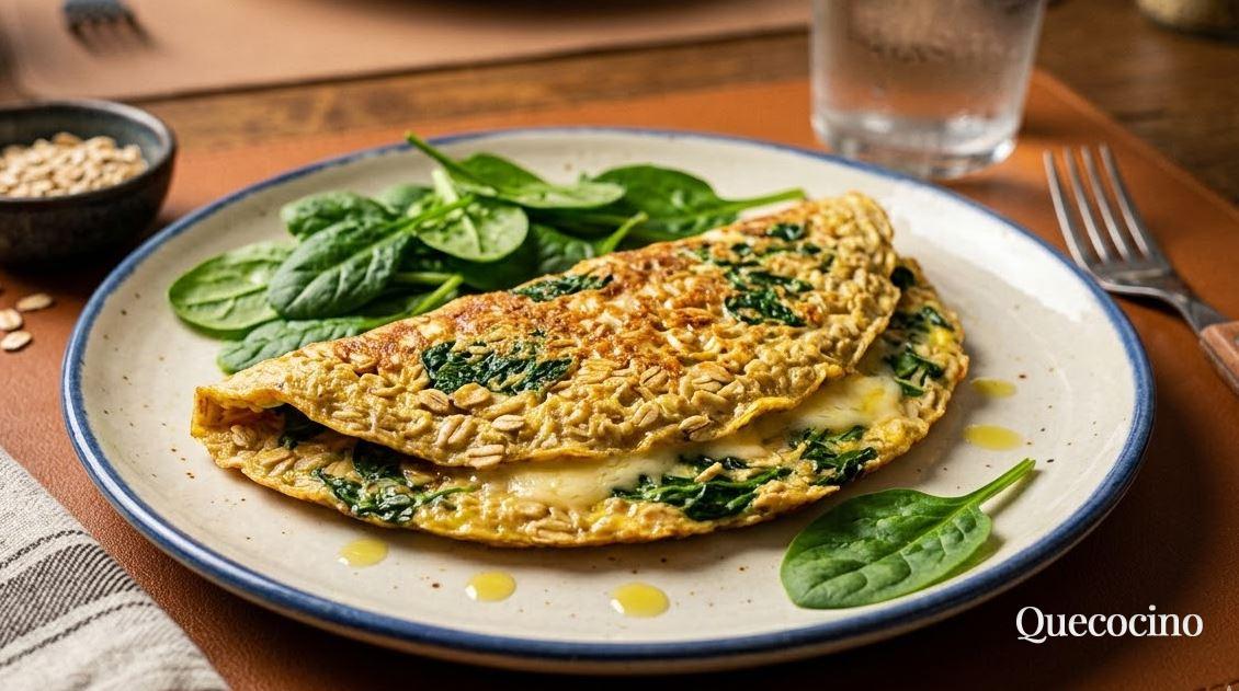 Tortilla de avena con espinacas.
