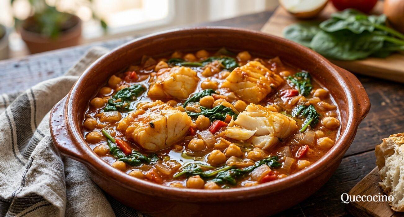 Bacalao con Garbanzos y Espinacas